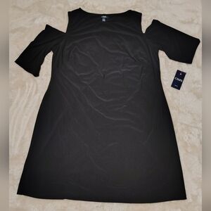 Chaps Black Peekaboo Shoulder Dress Size 18W